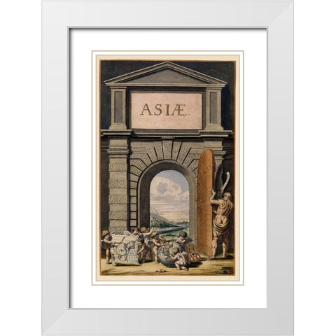 Asia Atlas Title Page - Blaeu 1655 White Modern Wood Framed Art Print with Double Matting by Blaeu