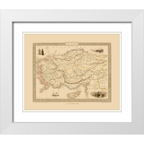 Asia Minor - Tallis 1851 White Modern Wood Framed Art Print with Double Matting by Tallis