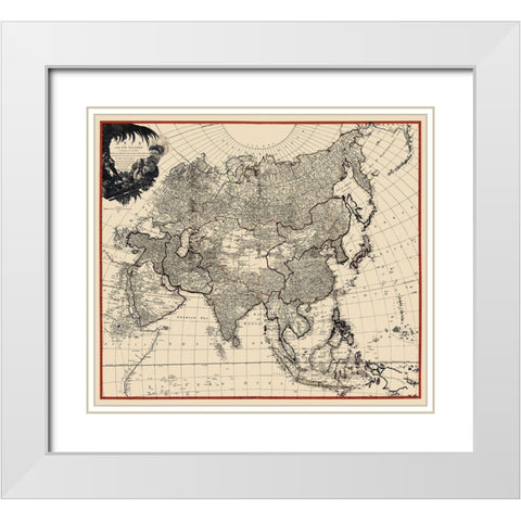 Asia with Islands - Laurie 1799 White Modern Wood Framed Art Print with Double Matting by Laurie