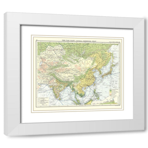 Asia Far East General Commercial Chart White Modern Wood Framed Art Print with Double Matting by Newnes