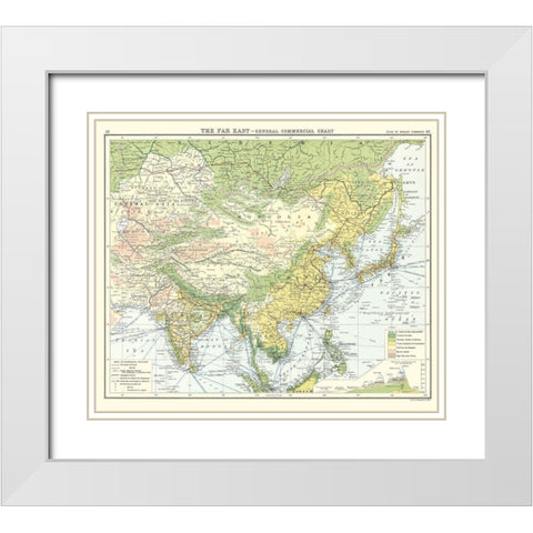 Asia Far East General Commercial Chart White Modern Wood Framed Art Print with Double Matting by Newnes