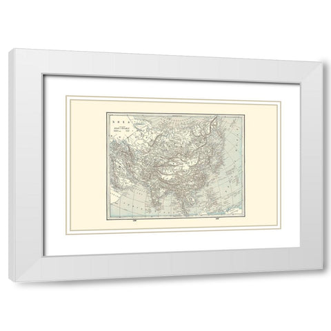 Asia - Rathbun 1893 White Modern Wood Framed Art Print with Double Matting by Rathbun
