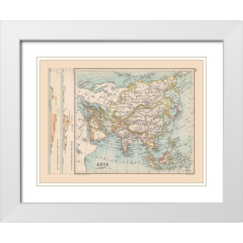Asia - Bartholomew 1892 White Modern Wood Framed Art Print with Double Matting by Bartholomew