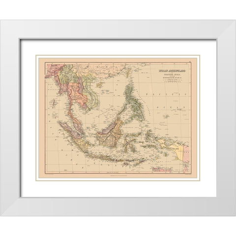 Asia Indian Archipelago India - Bartholomew 1867 White Modern Wood Framed Art Print with Double Matting by Bartholomew