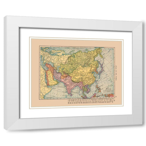 Asia - Hammond 1910 White Modern Wood Framed Art Print with Double Matting by Hammond