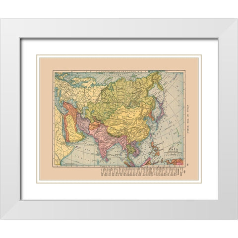 Asia - Hammond 1910 White Modern Wood Framed Art Print with Double Matting by Hammond