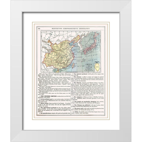 Asia China Japan - Monteith 1882 White Modern Wood Framed Art Print with Double Matting by Monteith