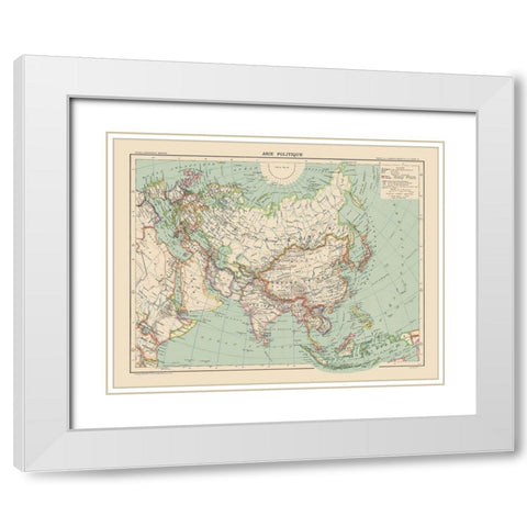 Political of Asia - Schrader 1908 White Modern Wood Framed Art Print with Double Matting by Schrader