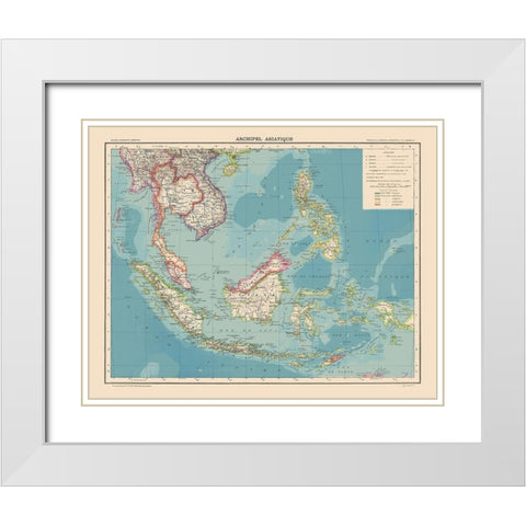 Asiatic Archipelago - Schrader 1908 White Modern Wood Framed Art Print with Double Matting by Schrader