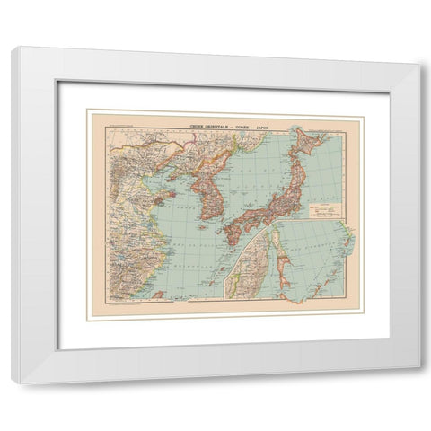 Asia China Korea Japan - Schrader 1908 White Modern Wood Framed Art Print with Double Matting by Schrader