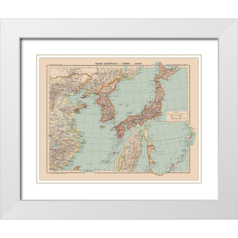 Asia China Korea Japan - Schrader 1908 White Modern Wood Framed Art Print with Double Matting by Schrader