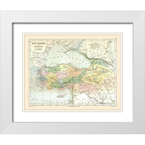 Asia Minor Bosphorus - Cortambert 1880 White Modern Wood Framed Art Print with Double Matting by Cortambert