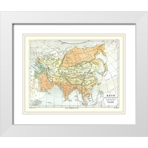 Asia Mongolian Empire - Cortambert 1880 White Modern Wood Framed Art Print with Double Matting by Cortambert