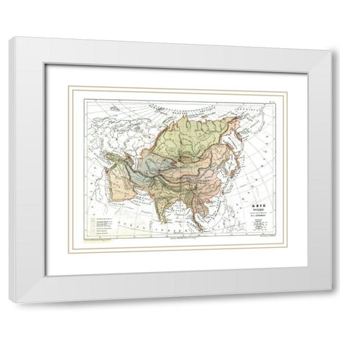 Physical of Asia - Cortambert 1880 White Modern Wood Framed Art Print with Double Matting by Cortambert