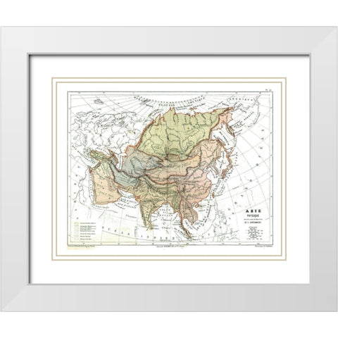 Physical of Asia - Cortambert 1880 White Modern Wood Framed Art Print with Double Matting by Cortambert