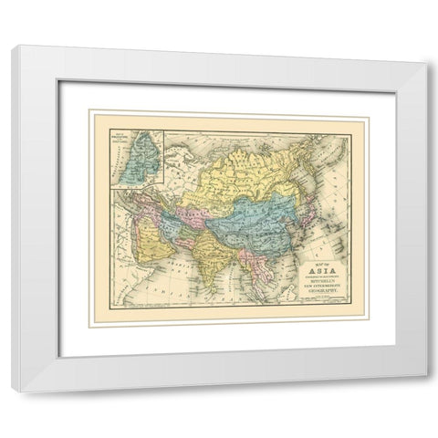 Asia - Mitchell 1869 White Modern Wood Framed Art Print with Double Matting by Mitchell