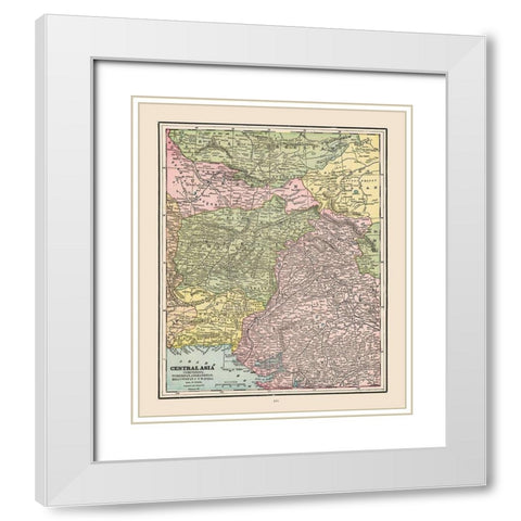 Central Asia - Cram 1892 White Modern Wood Framed Art Print with Double Matting by Cram