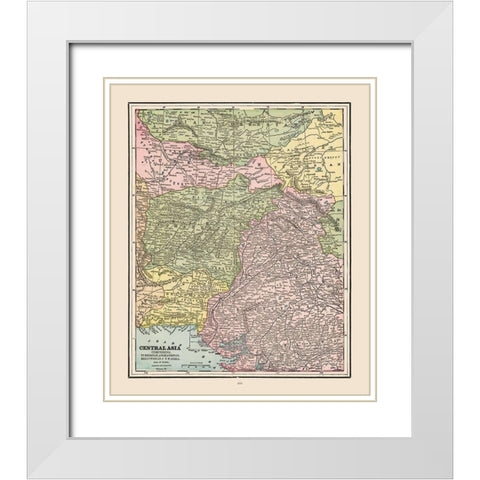 Central Asia - Cram 1892 White Modern Wood Framed Art Print with Double Matting by Cram