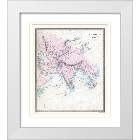 World Known to Ancients Asia - Stanford 1830 White Modern Wood Framed Art Print with Double Matting by Stanford