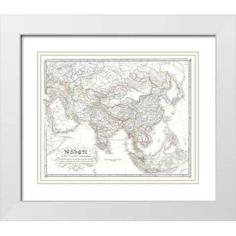 Asia 15-16 Centuries - Spruner 1855 White Modern Wood Framed Art Print with Double Matting by Spruner