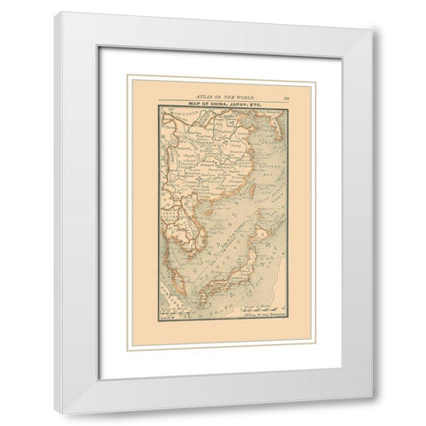 Asia China Japan Korea - Alden 1886 White Modern Wood Framed Art Print with Double Matting by Alden