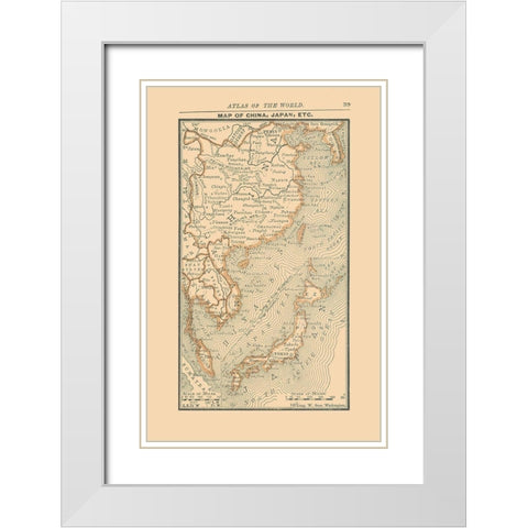 Asia China Japan Korea - Alden 1886 White Modern Wood Framed Art Print with Double Matting by Alden