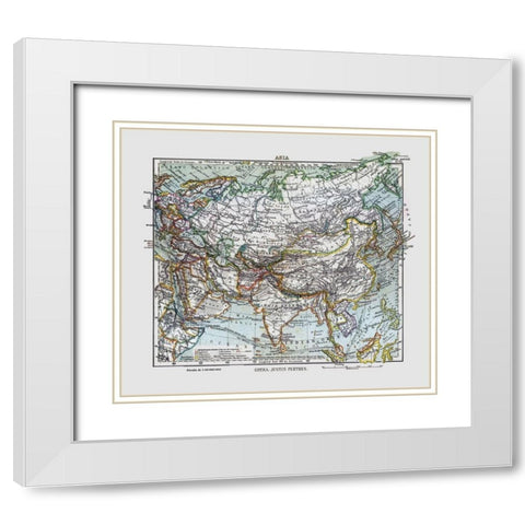Asia - Perthes 1921 White Modern Wood Framed Art Print with Double Matting by Perthes