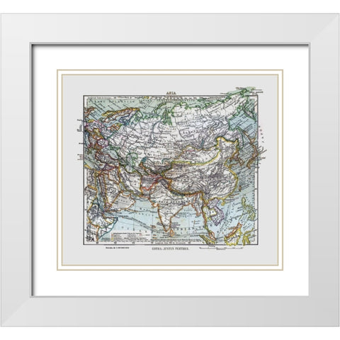 Asia - Perthes 1921 White Modern Wood Framed Art Print with Double Matting by Perthes