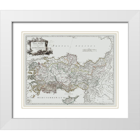 Asia Minor - Vaugondy 1757 White Modern Wood Framed Art Print with Double Matting by Vaugondy