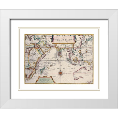 Asia - Val 1677 White Modern Wood Framed Art Print with Double Matting by Val