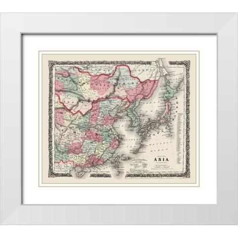 Asia - Colton 1858 White Modern Wood Framed Art Print with Double Matting by Colton