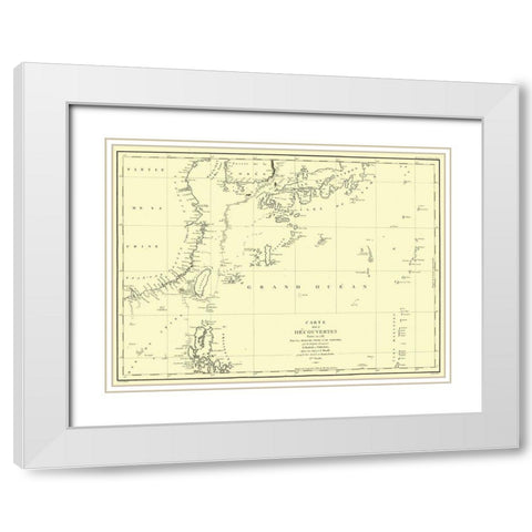 Asia Chart of Discoveries - Boufsol 1787 White Modern Wood Framed Art Print with Double Matting by Boufsol
