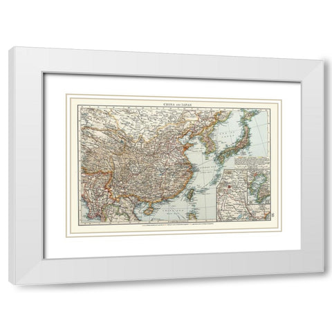 China Japan - Andree 1895 White Modern Wood Framed Art Print with Double Matting by Andree