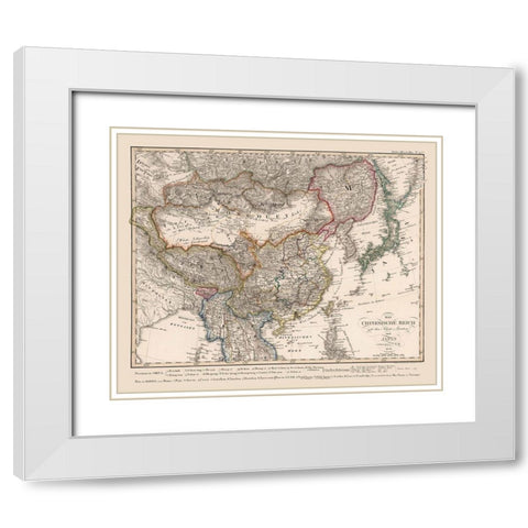 Asia Chinese Empire Japan - Stieler 1826 White Modern Wood Framed Art Print with Double Matting by Stieler