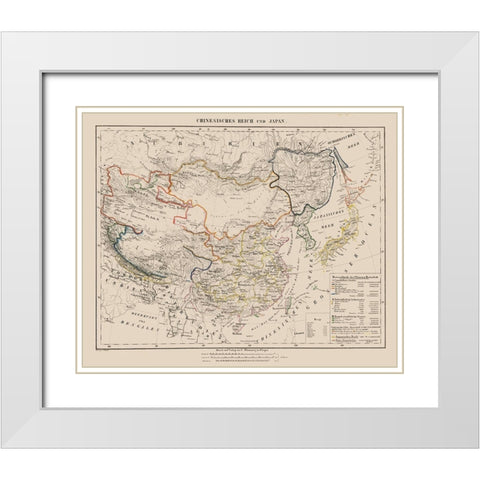 Asia Chinese Empire Japan - Sohr 1875 White Modern Wood Framed Art Print with Double Matting by Sohr