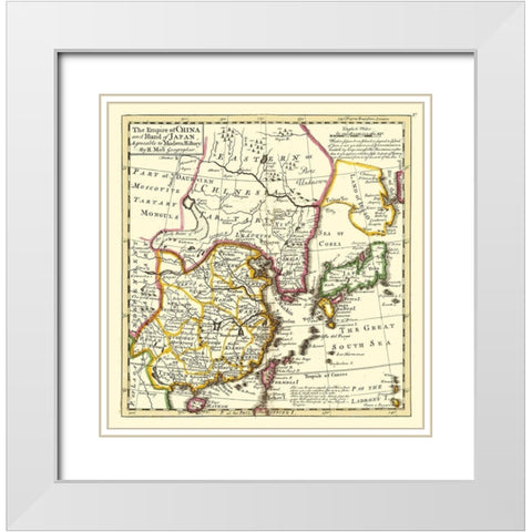 Asia Chinese Empire Japan - Moll 1736 White Modern Wood Framed Art Print with Double Matting by Moll