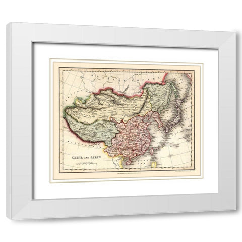 China Japan - Higgins 1832 White Modern Wood Framed Art Print with Double Matting by Higgins