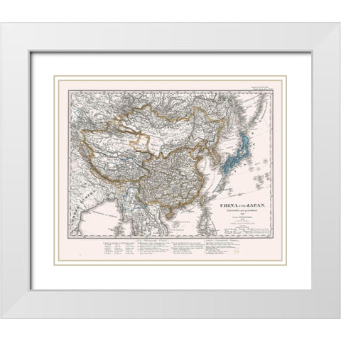 China Japan - Perthes 1866 White Modern Wood Framed Art Print with Double Matting by Perthes