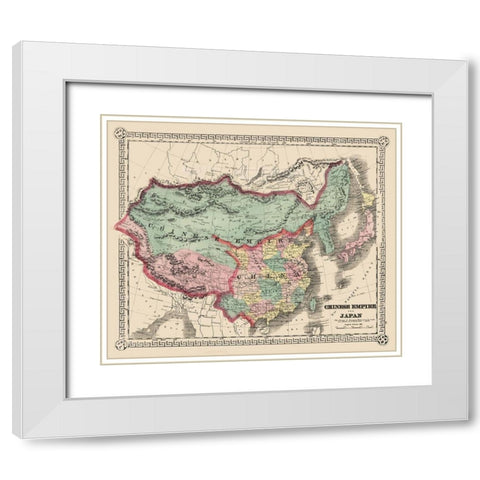 Asia Chinese Empire Japan - Schonberg 1865 White Modern Wood Framed Art Print with Double Matting by Schonberg