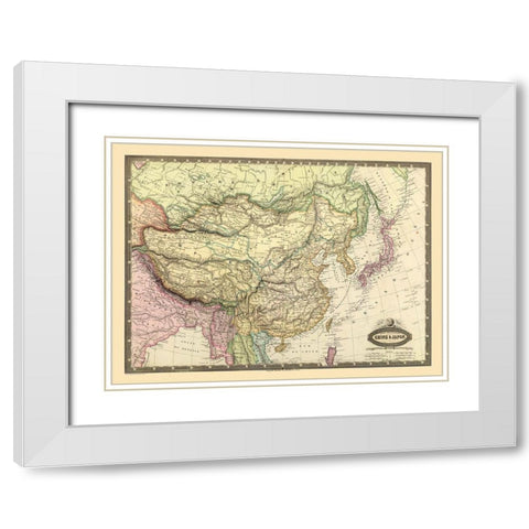 China Japan - Renouard 1860 White Modern Wood Framed Art Print with Double Matting by Renouard