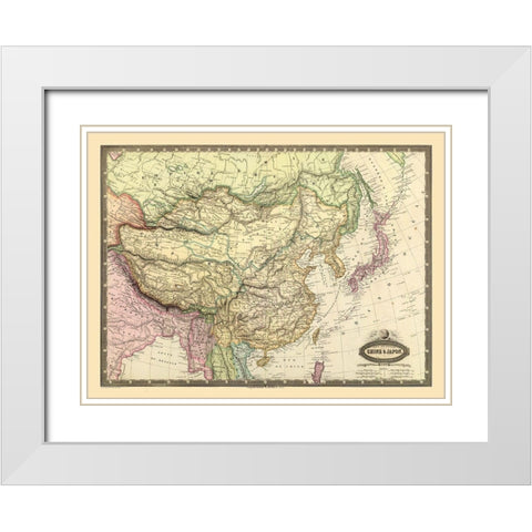China Japan - Renouard 1860 White Modern Wood Framed Art Print with Double Matting by Renouard