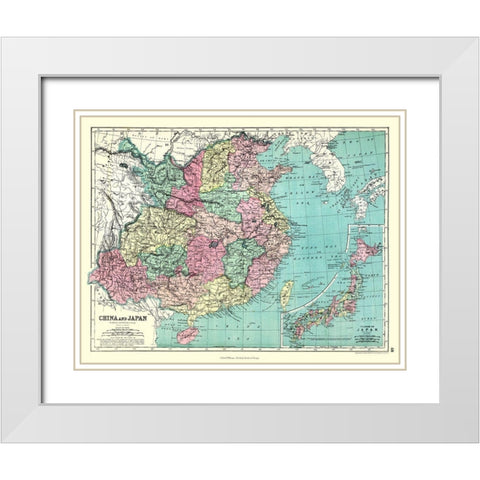 China Japan - Williams 1860 White Modern Wood Framed Art Print with Double Matting by Williams