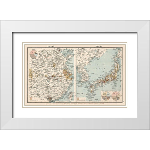 Asia China Japan Exports - Bartholomew 1907 White Modern Wood Framed Art Print with Double Matting by Bartholomew