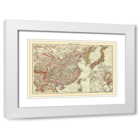 China Japan - Andree 1895 White Modern Wood Framed Art Print with Double Matting by Andree