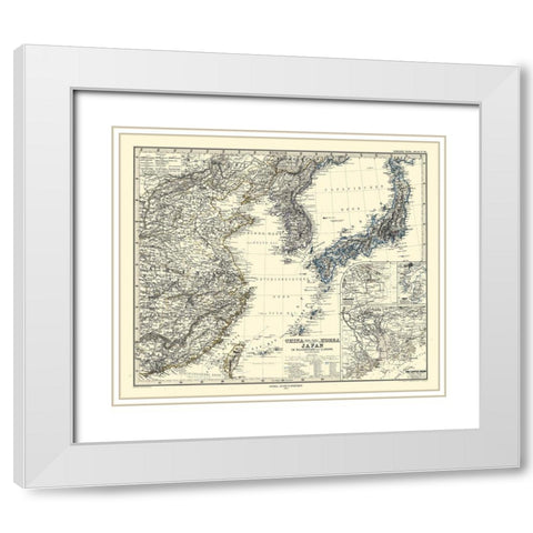 China Japan Korea - Perthes 1872 White Modern Wood Framed Art Print with Double Matting by Perthes