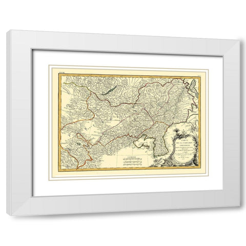Asia Chinese Tartary - Bonne 1771 White Modern Wood Framed Art Print with Double Matting by Bonne