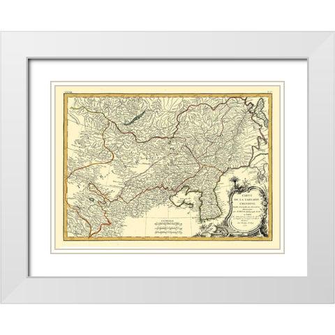 Asia Chinese Tartary - Bonne 1771 White Modern Wood Framed Art Print with Double Matting by Bonne