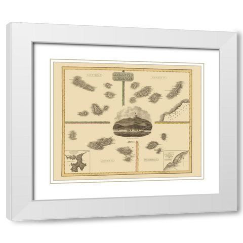 Cape Verde Canary Madeira Azore - Thomson 1814 White Modern Wood Framed Art Print with Double Matting by Thomson