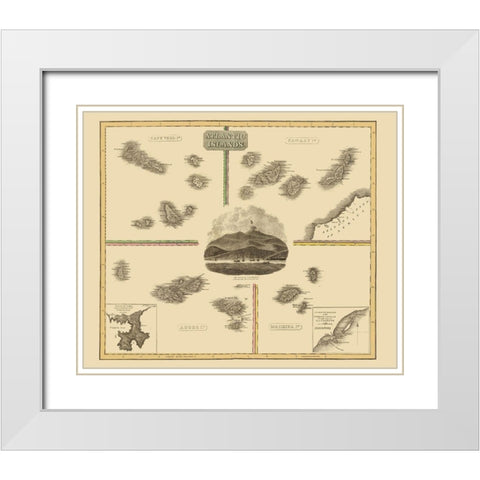Cape Verde Canary Madeira Azore - Thomson 1814 White Modern Wood Framed Art Print with Double Matting by Thomson