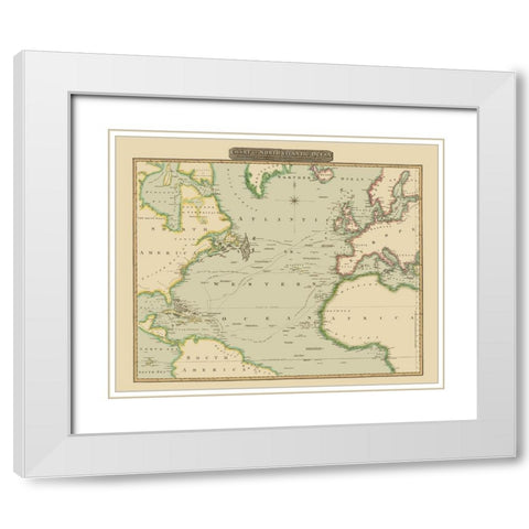 North Atlantic Ocean - Thomson 1817 White Modern Wood Framed Art Print with Double Matting by Thomson